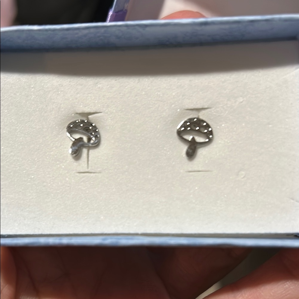 Silver, gold or black mushroom Stud Earrings, new in box